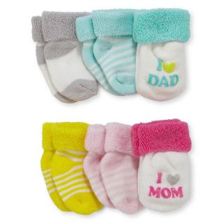 Carters 6 pk. Terry Socks   Girls, Turq Yllw Pnk, Turq Yllw Pnk, Girls