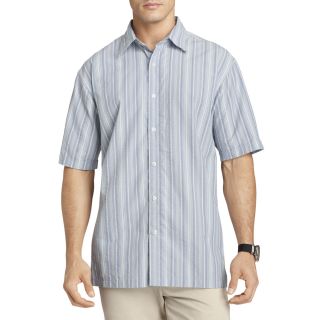 Van Heusen Short Sleeve Textured Stripe Shirt, Blue, Mens
