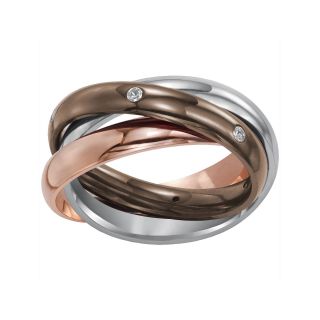 Womens 3mm Tri Color Stainless Steel Rolling Ring, Tri Color