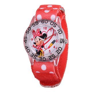 Disney Kids Minnie Mouse Easy Read Nylon Fast Strap Watch, Girls