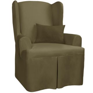 Canvas 1 pc. Wing Chair Slipcover, Green