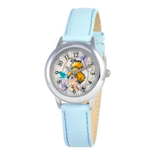 Disney Tinker Bell Glitz Blue Leather Strap Watch, Girls