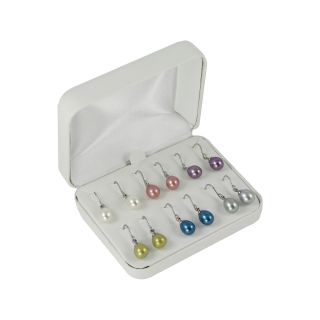 6 Pair Color Cultured Freshwater Pearl Earring Set, Womens