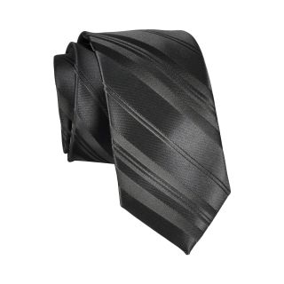 JF J.Ferrar JF J. Ferrar Tonal Stripe Silk Tie, Black, Mens