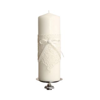 IVY LANE DESIGN Ivy Lane Design Vintage Lace Pillar Candle, White