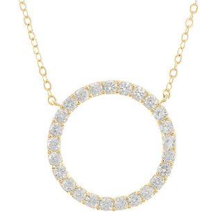 CZ by Kenneth Jay Lane Gold Tone Pavé Disk Pendant, Womens