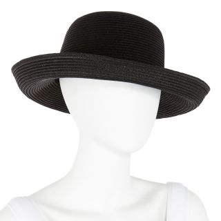 Scala Paper Braid Kettle Hat, Black, Womens