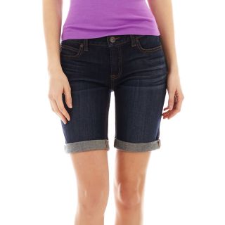 Denim Bermuda Shorts, Dark Wash, Womens