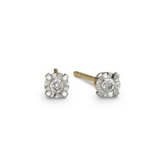 Diamond Accent Stud Earrings 10K Yellow Gold, Two Tone, Womens