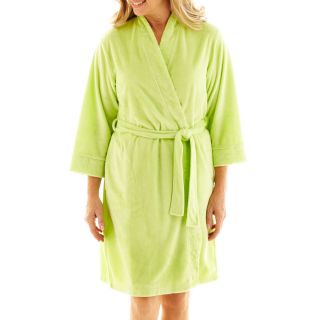 Earth Angels 3/4 Sleeve Short Wrap Robe, Chartreuse, Womens