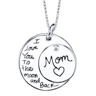 Sterling Silver Mom I Love You to the Moon and Back Pendant, Womens