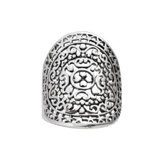 Bridge Jewelry Pure Silver Plated Filigree Wide Ring, Size 7