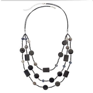 Black Mixed Media 3 Row Necklace