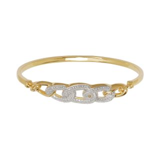 Bridge Jewelry Gold Plated Diamond Accent Link Chain Bangle