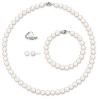 Cultured Freshwater Pearl 4 Pc. Boxed Jewelry Set, White, Womens