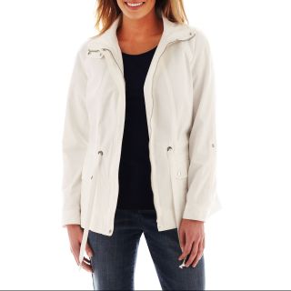 LIZ CLAIBORNE Long Sleeve Zip Front Drawstring Jacket   Tall, White, Womens
