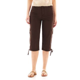 St. Johns Bay St. John s Bay Cropped Cargo Pants   Tall, Chocolate Chip, Womens