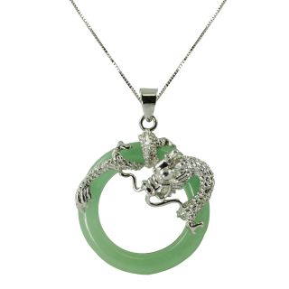 Green Jade Circle & Dragon Pendant, Womens