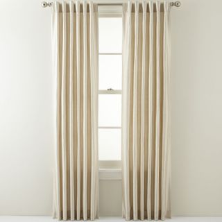 ROYAL VELVET Silk Pinstripe Back Tab Curtain Panel, Sandstone Multi