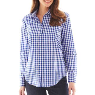 LIZ CLAIBORNE Long Sleeve Print Shirt, Blue