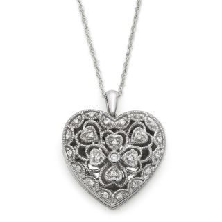 DiamonArt Cubic Zirconia Heart Locket Pendant, Womens