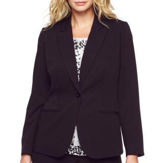 LIZ CLAIBORNE One Button Suit Jacket   Plus, Charcoal Heather, Womens
