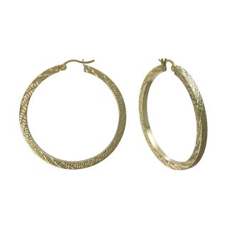 14K Gold Plated Basketweave Hoop Earrings, Womens