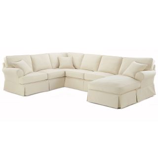 Friday Twill 4 pc. Slipcovered Chaise Sectional, Loden