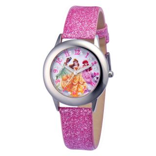 Disney Princess Tween Glitz Time Teacher Kids Stainless Steel Watch, Pink, Girls