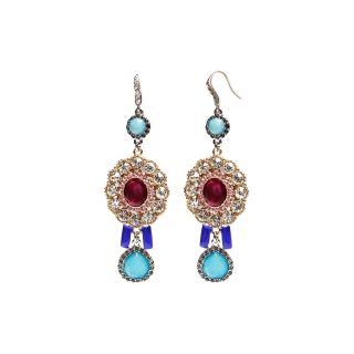 ZOË + SYD Color Treated Blue Jade & Crystal Triple Flower Earrings, Womens
