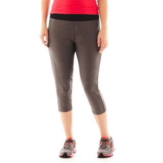 Xersion Ruched Knee Fitted Capris   Plus, Black, Womens