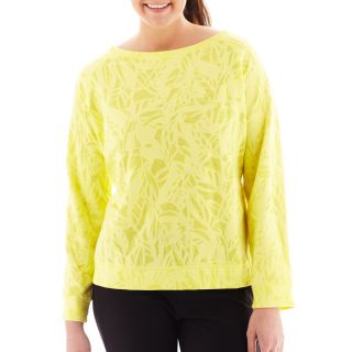 Xersion Burnout Sweatshirt   Plus, Charcoal/blk, Womens