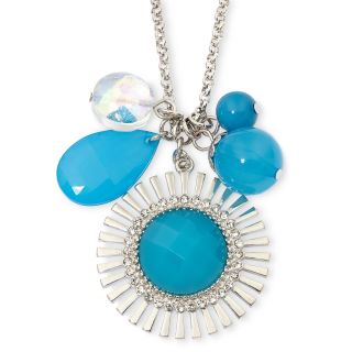 MIXIT Gold Tone Aqua Flower Charm Necklace, Blue