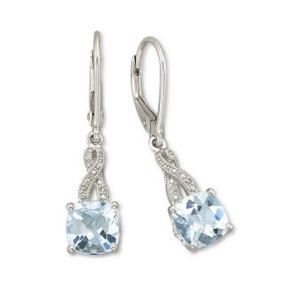 ONLINE ONLY   Sterling Silver Genuine Aquamarine Earrings, White, Womens