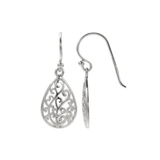 Bridge Jewelry Sterling Silver Filigree Pear Drop Earrings