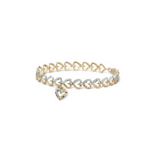 10K Gold Two Tone Heart Charm Bracelet, Womens