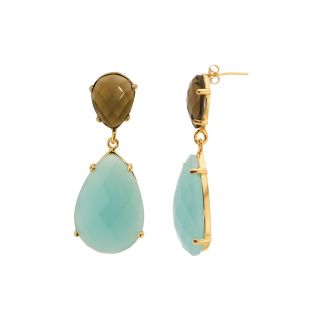 ATHRA 14K Gold Plated Aqua & Smoky Resin Faceted Earrings, Womens