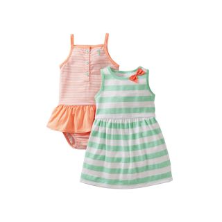 Carters Striped Dress and Sunsuit   Girls newborn 24m, Peach Mint, Peach Mint,