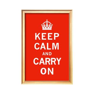 ART Keep Calm and Carry On Framed Print Wall Art, Red