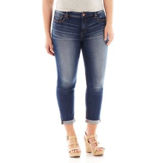 Slim Cropped Jeans   Plus, Medium Dk Wash, Womens