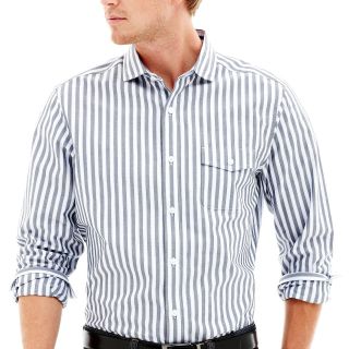 CLAIBORNE Button Front Shirt, Blue, Mens