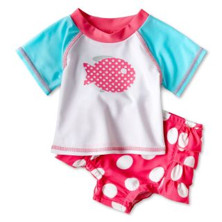 GIGGLE giggleBABY Fish 2 pc. Rashguard Swimsuit   Girls newborn 24m, Pink, Pink,