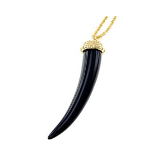 KJL by KENNETH JAY LANE 22K Gold Plated Black Horn Pendant, Womens