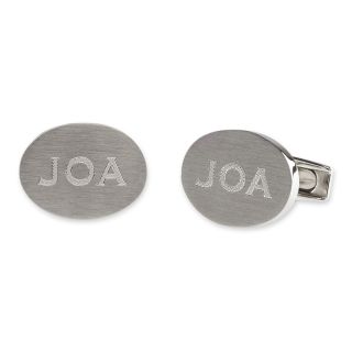 Personalized Oval Stainless Steel Cuff Links, Silver, Mens