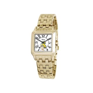Disney Perfect Square Tinker Bell Womens Gold Tone Watch