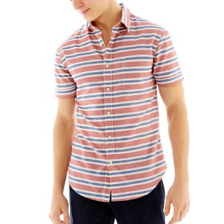 ARIZONA The Original Jean Co. Short Sleeve Woven Shirt, Horizontal Stripe, Mens