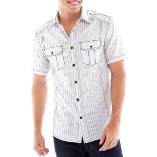 Chalc Striped Woven Shirt, White, Mens