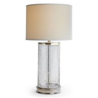 ROYAL VELVET Cut Glass Cylindrical Base Table Lamp, Clear