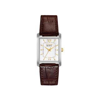 Citizen Eco Drive Pairs Womens Rectangular Dial Leather Strap Watch EP5914 07A