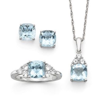 3 pc. Lab Created Blue Quartz & White Sapphire Jewelry Set Sterling Silver,